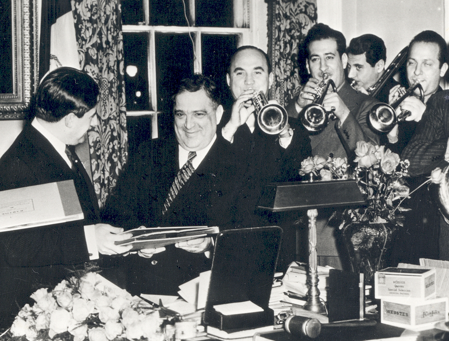 New York Philharmonic Music Director John Barbirolli with Mayor Fiorello LaGuardia