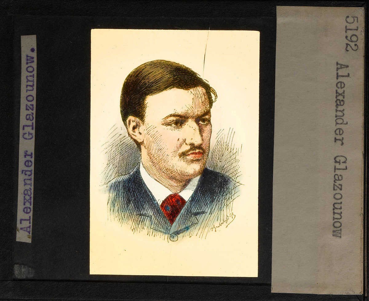 Color slide of a drawing of Alexander Glazunov.